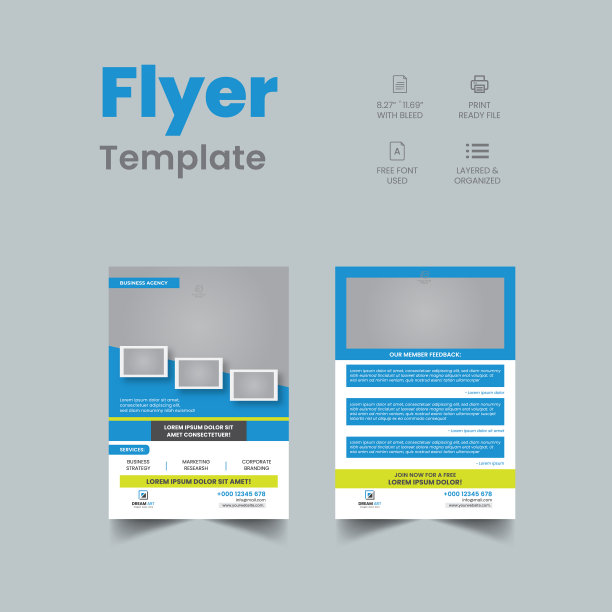 双面企业商业传单模板图片下载