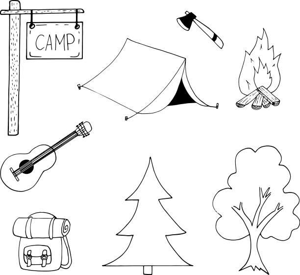 营地设置图标手绘涂鸦图片下载