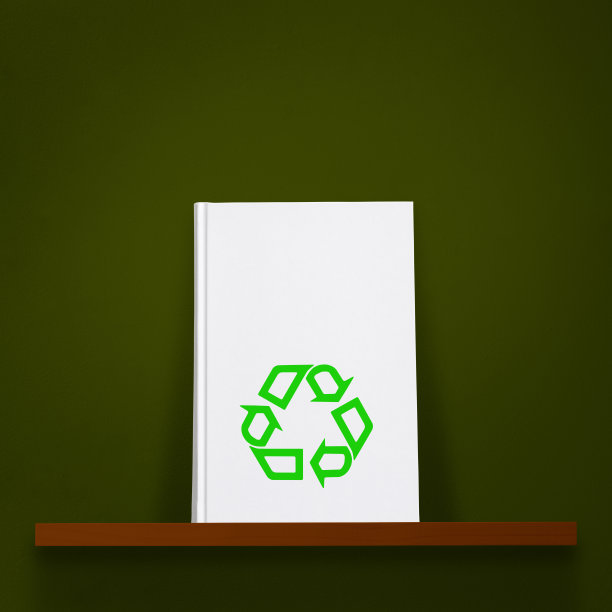 书架上的空白书有回收标志图片下载