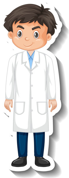 科学家学生男孩卡通人物贴纸图片下载