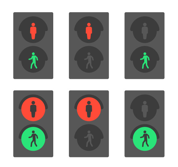 行人交通灯上有红绿灯图片下载