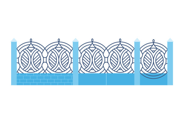 大门的栅栏由金属装饰而成图片下载