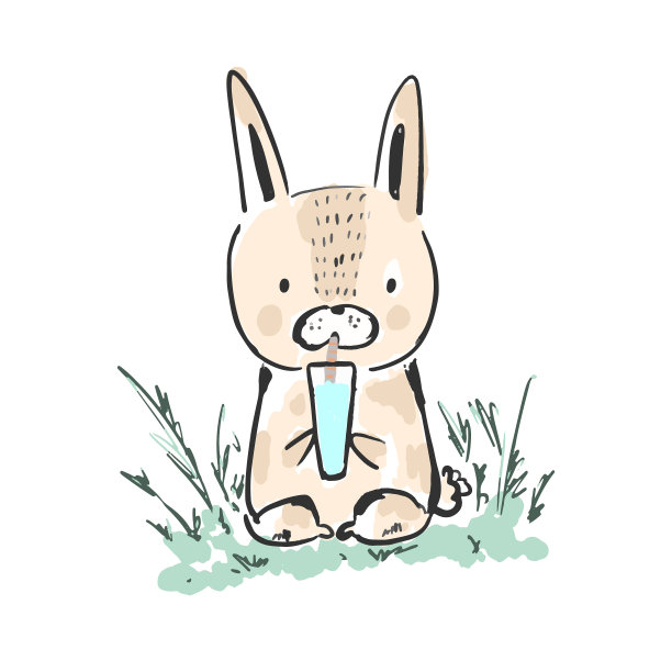 可爱的手绘彩绘小兔图片下载