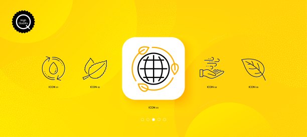 叶子，生态能源和补充水最小线图标。对于web应用程序，打印。向量图片下载