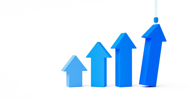 蓝色3d增长箭头图孤立在白色背景与建筑起重机建筑概念或业务成功成长投资金融和增加销售价值经济价格市场图。图片下载