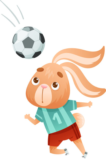 兔子动物踢足球可爱的足球吉祥物图片下载