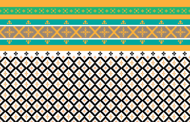 抽象几何图案和部落图案，运用当地的织物图案设计，设计灵感来源于土著部落。几何矢量图图片下载