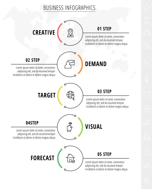 5个线圈的商业矢量信息图图片下载