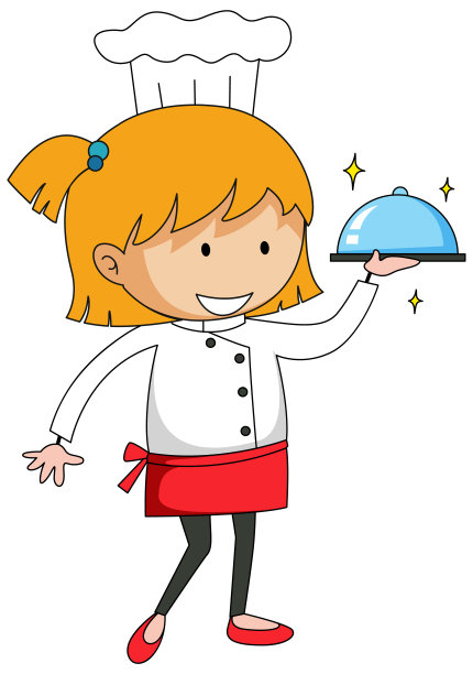 小厨师为卡通人物上菜图片下载