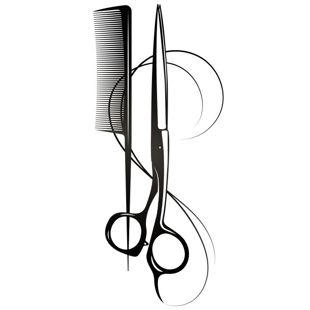 剪刀和梳子剪影美容院和造型师图片下载