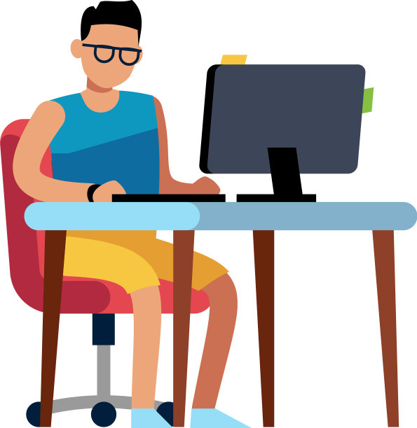 坐在办公桌前的人在工作图片下载