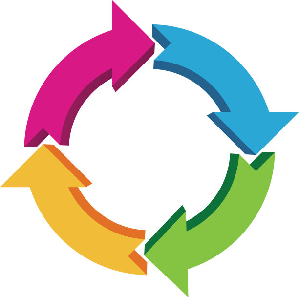 三维彩色循环箭头图片下载