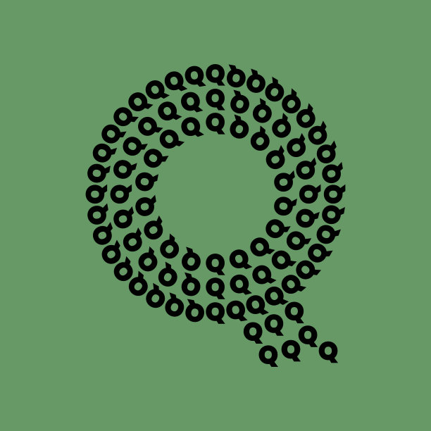 为Q字母矢量概念标志，t恤和图形元素的Q文本模式。Q排版文字独特的概念设计。图片下载