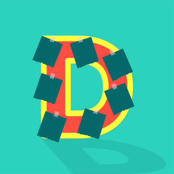 粘贴纸或图像空间上的字母d照片拼贴和有趣的粘贴纸信件。图片下载