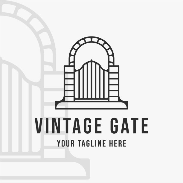 复古门线艺术标志模板图标图形图片下载