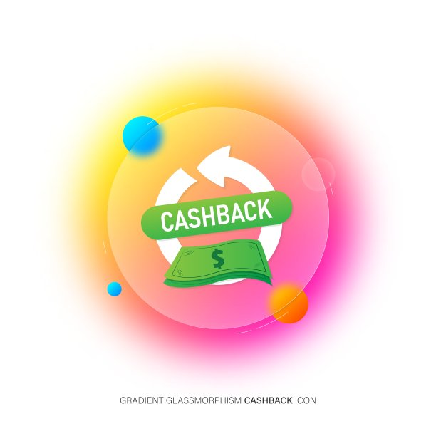 现金回矢量梯度模糊图标。Glassmorphism风格。用于商业、营销和广告。向量EPS 10图片下载