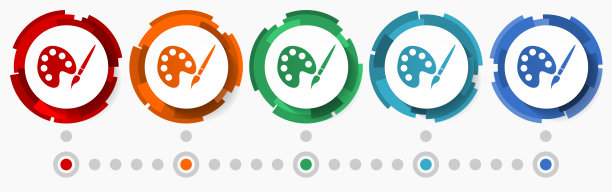 绘画调色板概念矢量图标集，现代设计抽象web按钮在5种颜色的选择，网页设计和移动应用程序的信息图表模板图片下载