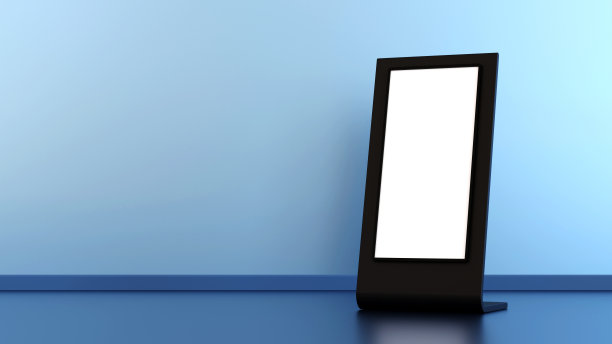 空白模拟垂直广告牌或LCD屏幕地板站，3D渲染。图片下载