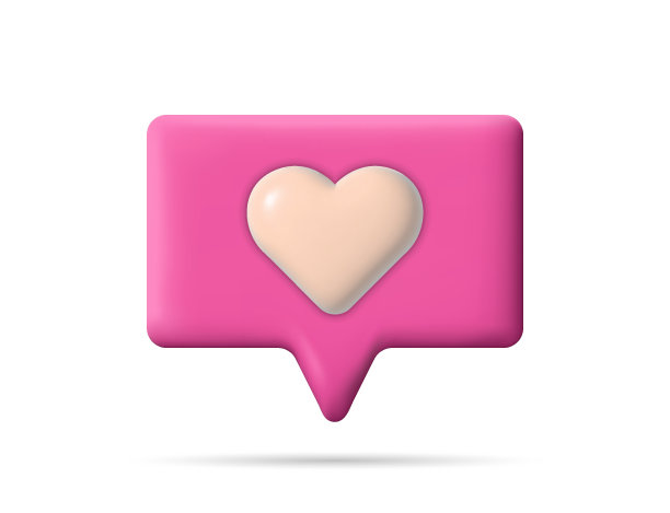 3d社交图标。3d社交心脏图标。媒体，通知和聊天按钮。爱的象征。UI张贴，反馈和消息。向量图片下载