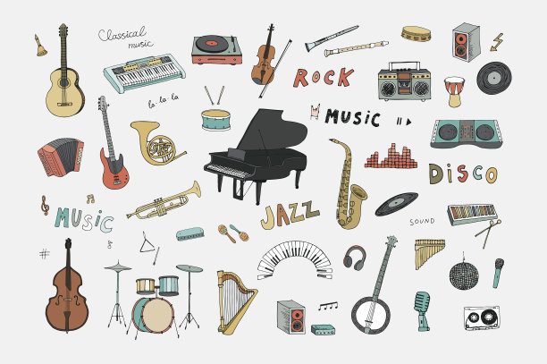 音乐经典乐器插图集图片下载