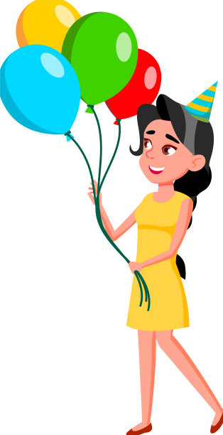 少女青少年走与空气气球束图片下载