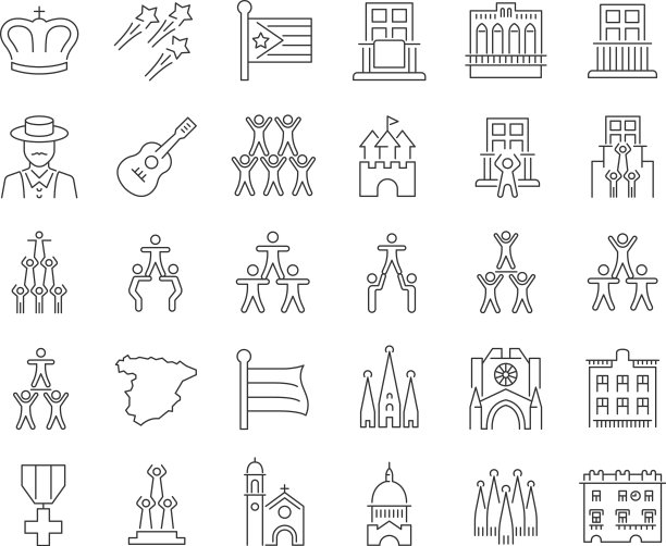 一套线性图标castellers de vilafranca图片下载