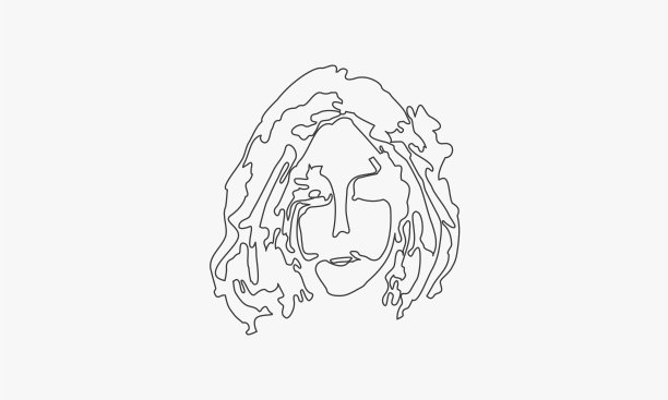 线条图标抽象的脸女人孤立在白色图片下载