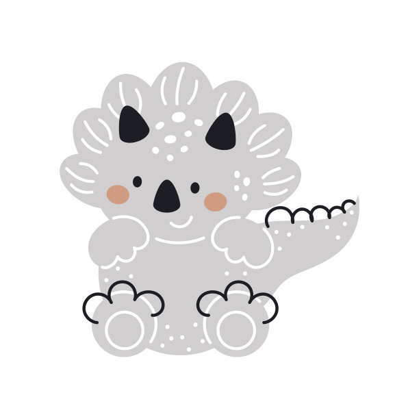 可爱的灰色恐龙在斯堪的纳维亚风格有趣图片下载