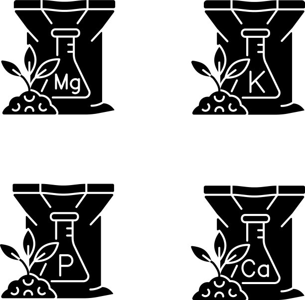 化学肥料黑色字形图标集图片下载