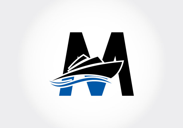字母m与邮轮或船的标志设计图片下载