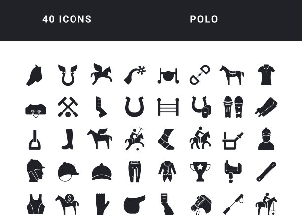 一套简单的马球图标图片下载