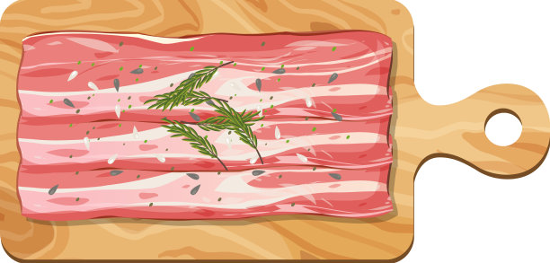 培根孤零零地放在木板上图片下载