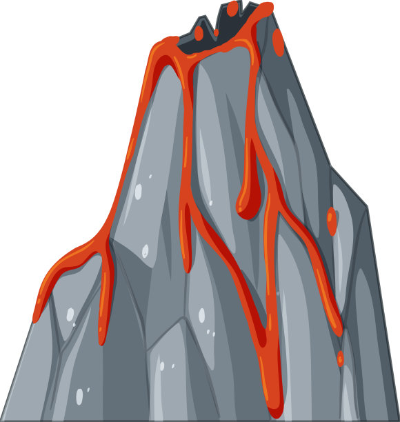 卡通风格的石山火山图片下载