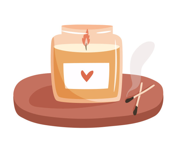 香薰蜡烛装在一个白色的木架子上图片下载