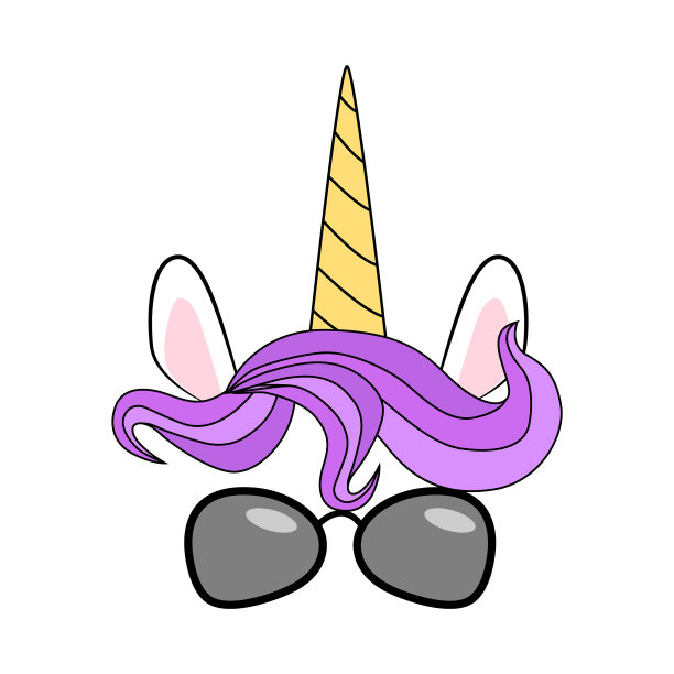 戴着墨镜的可爱独角兽脸图片下载