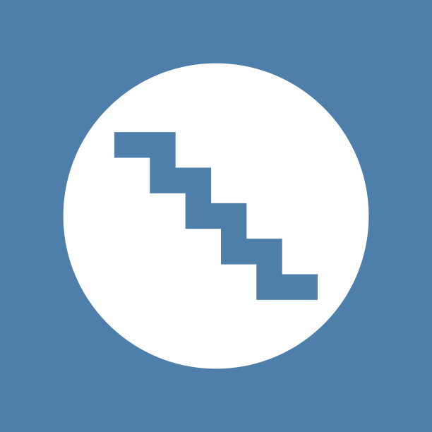 楼梯下降蓝色标志矢量插图图片下载