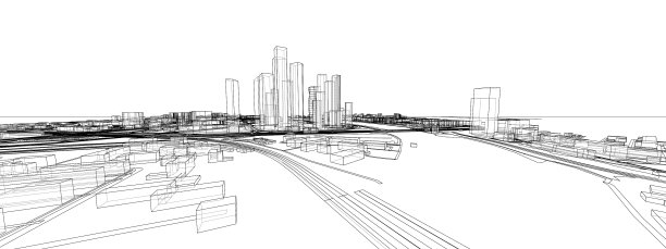 3d城市景观建筑和道路图片下载