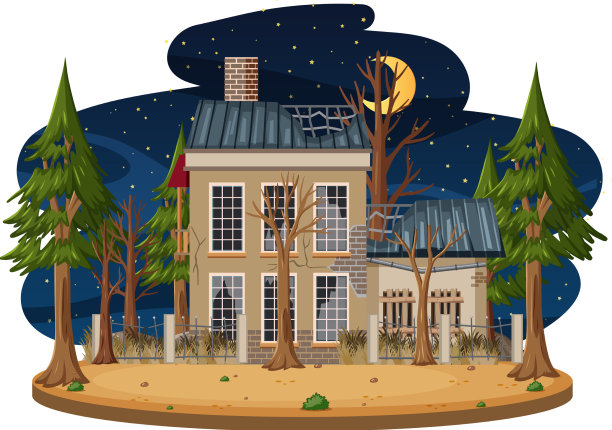 晚上的老鬼屋图片下载