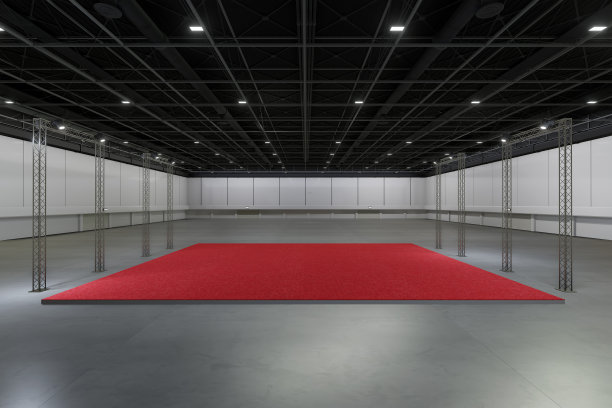 展览代表实物和企业形象，展示设计。空的展台设计。展厅零售摊位元素。设计贸易展。空白展位系统图形资源。3d背景在线活动，会议，现场。3 d渲染。图片下载