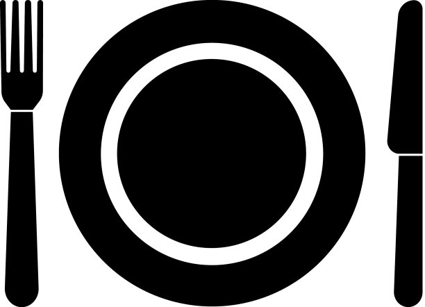 餐具图标叉盘刀黑色剪影图片下载