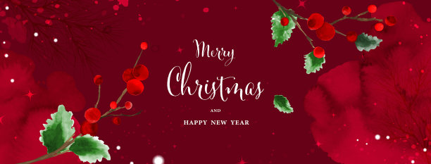 圣诞水彩抽象艺术红色图片下载