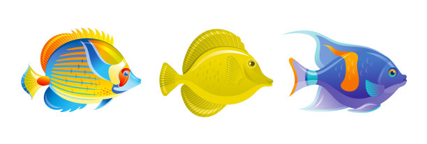 热带鱼设置水族馆或海洋图标图片下载