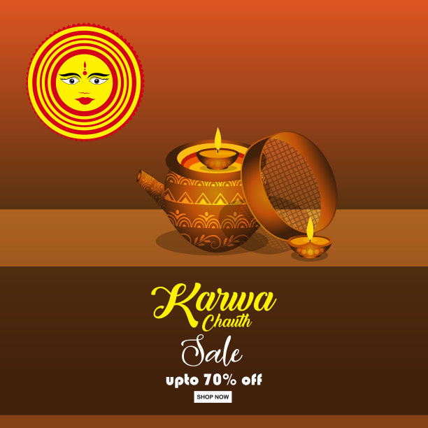 karwachhauth节日打折促销横幅图片下载