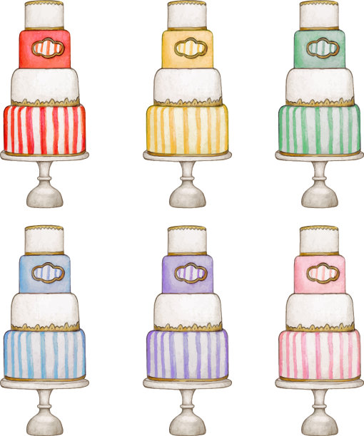 水彩手绘复古蛋糕图片下载