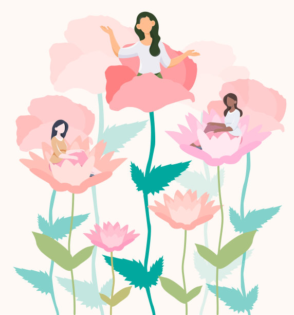 坐在花丛中的女孩图片下载