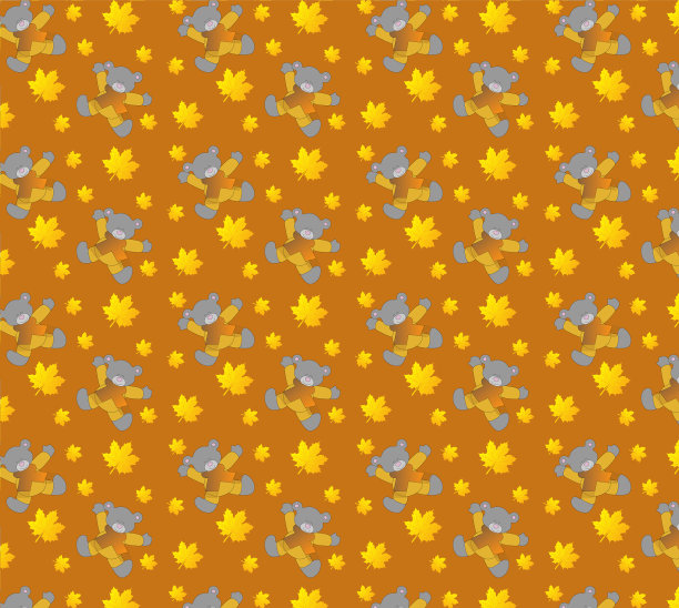 秋天泰迪熊的无缝图案图片下载