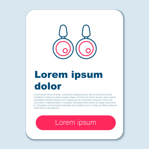 线条耳环图标孤立的灰色背景图片下载