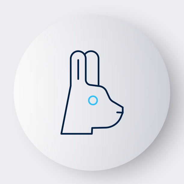 线兔与耳朵图标孤立在白色图片下载