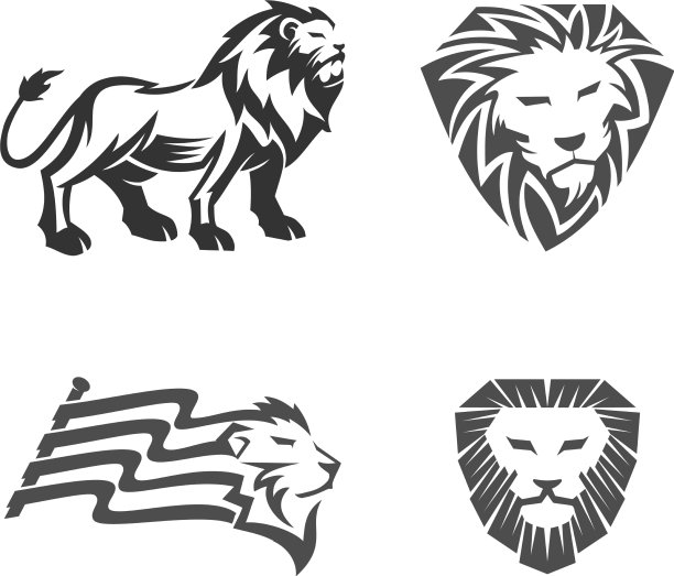 狮徽吉祥物设计模板集图片下载