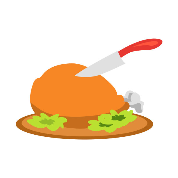 炸鸡或火鸡在平面风格的设计图片下载